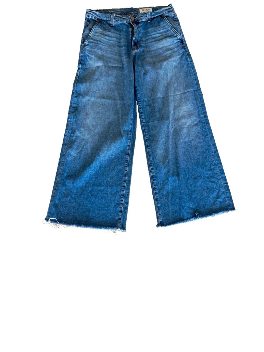 Ag Adriano Goldschmied Wide-Leg Raw Hem Jeans - Medium Blue